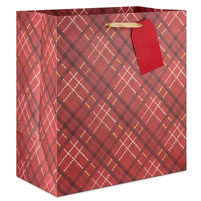 15" Dark Red Plaid Extra-Deep Holiday Gift Bag for only USD 5.49 | Hallmark