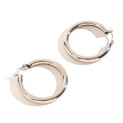 Howard's Jewelry Large Tube Silver Hoop Earrings for only USD 12.99 | Hallmark