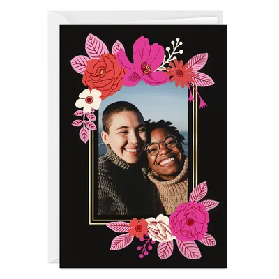 Pink Floral and Gold Frame Folded Photo Card for only USD 4.99 | Hallmark
