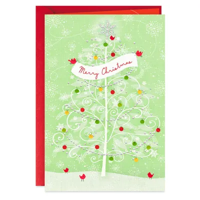 Snowy Tree With Ornaments and Cardinals Christmas Card for only USD 2.00 | Hallmark