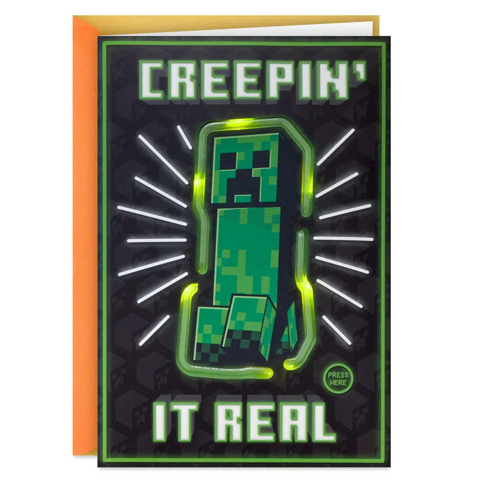 Minecraft Creepin' It Real Musical Birthday Card With Light for only USD 9.59 | Hallmark