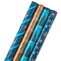 Elegant Blues 4-Pack Blue and Gold Reversible Wrapping Paper, 150 sq. ft. for only USD 19.99 | Hallmark