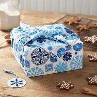 26" Blue Snowflakes Holiday Fabric Gift Wrap With Gift Tag for only USD 12.99 | Hallmark