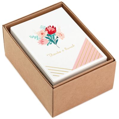 Pink Flowers Assorted Blank Thank-You Notes, Box of 48