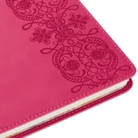 Embossed Border Fuchsia Faux Leather Notebook for only USD 14.95 | Hallmark