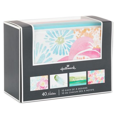 Watercolor Assorted Blank Note Cards, Box of 40