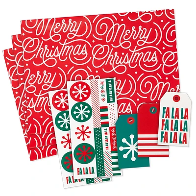 Merry Christmas on Red 3-Pack Flat Wrapping Paper Bundle for only USD 6.99 | Hallmark