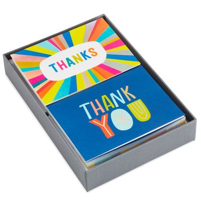 Navy and Colorful Rays Bulk Blank Thank-You Notes, Pack of 50