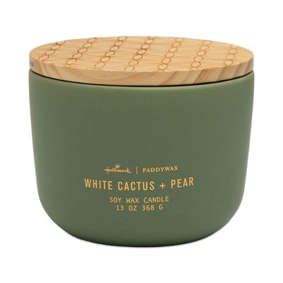 Paddywax White Cactus & Pear 3-Wick Ceramic Candle, 13 oz.