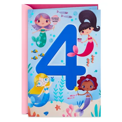 Mermaid Fun 4th Birthday Card With Stickers for only USD 4.59 | Hallmark