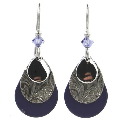 Purple and Silver Layered Metal Drop Earrings for only USD 21.00 | Hallmark