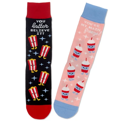 Better Together Popcorn and Slushie Funny Crew Socks for only USD 12.99 | Hallmark