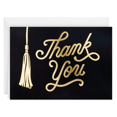 Black and Gold Tassel Blank Graduation Thank-You Notes, Pack of 40
