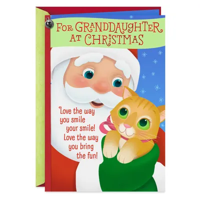 Santa With Kitten Christmas Card for Granddaughter for only USD 3.99 | Hallmark