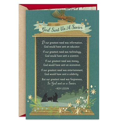 Roy Lessin God Sent Us A Savior Religious Christmas Card for only USD 5.99 | Hallmark