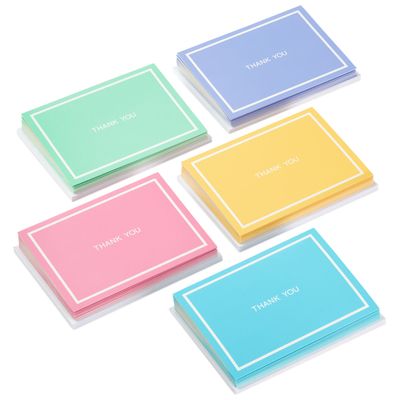 Bright Pastel Assorted Blank Thank-You Notes, Pack of 50