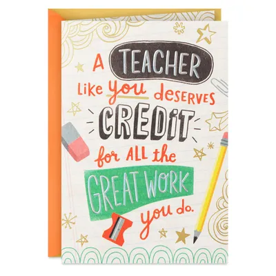 You Deserve Extra Credit Thank-You Card for Teacher for only USD 4.59 | Hallmark