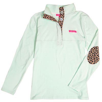 Simply Southern Mint/Leopard Print Pullover, Small