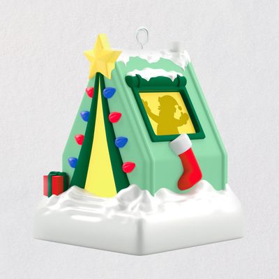 Mini Camping With Santa Ornament With Light, 1.3