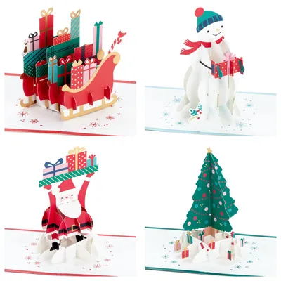 Festive Holiday Wishes Assorted 3D Pop-Up Christmas Cards, Pack of 4 for only USD 19.99 | Hallmark
