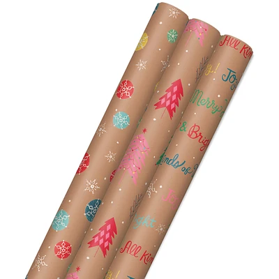 Bright and Bold Kraft 3-Pack Christmas Wrapping Paper, 90 sq. ft. for only USD 16.99 | Hallmark