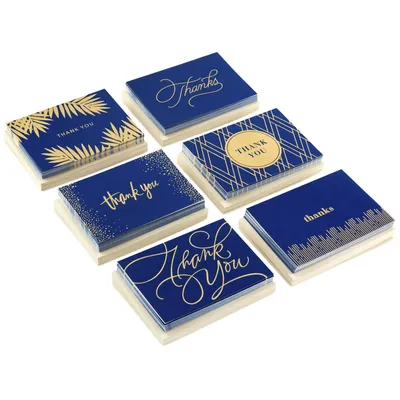 Bulk Navy and Gold Assorted Blank Thank-You Notes, Box of 120 for only USD 24.99 | Hallmark