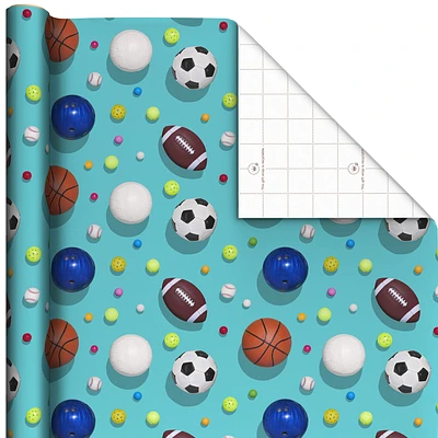 Sports Balls on Blue Wrapping Paper, 20 sq. ft. for only USD 4.99 | Hallmark