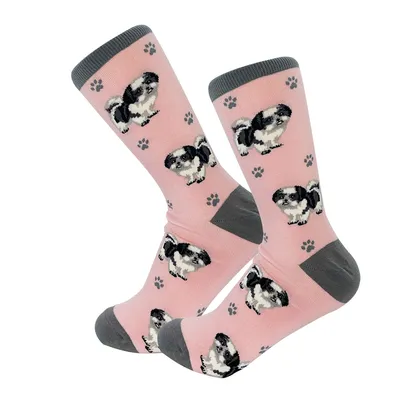 E&S Pets Black and White Shih Tzu Novelty Crew Socks for only USD 11.99 | Hallmark
