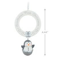 Grandbaby's First Christmas Penguin Bell 2022 Porcelain Ornament