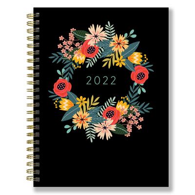 Floral Wreath Spiral 2022 Weekly/Monthly Planner, 12-Month