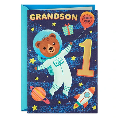 Out of this World First Birthday Card for Grandson With Sticker for only USD 3.99 | Hallmark