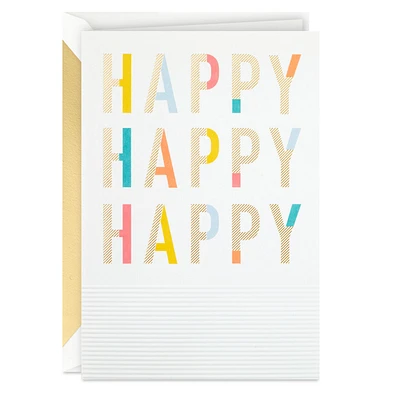 Happy Happy Happy Embossed Birthday Card for only USD 5.99 | Hallmark