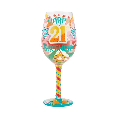 Lolita Happy 21st Birthday Handpainted Wine Glass, 15 oz. for only USD 29.99 | Hallmark