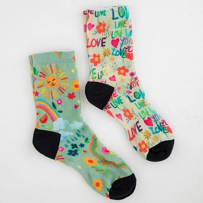 Natural Life Rainbow Floral and Love Crew Socks, 2 pair for only USD 24.99 | Hallmark
