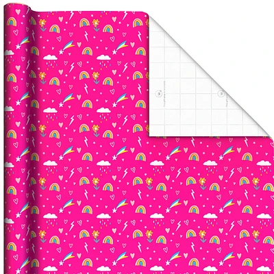 Rainbows and Flowers on Pink Jumbo Wrapping Paper, 90 sq. ft. for only USD 9.99 | Hallmark