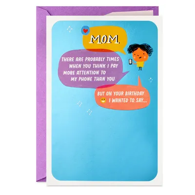 I'm Busy With My Phone Funny Pop-Up Birthday Card for Mom for only USD 3.99 | Hallmark