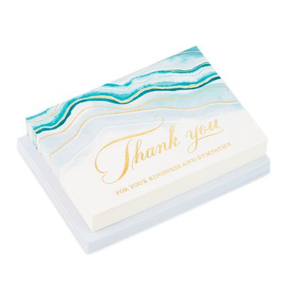 Abstract Waves Boxed Blank Sympathy Thank-You Notes, Pack of 20