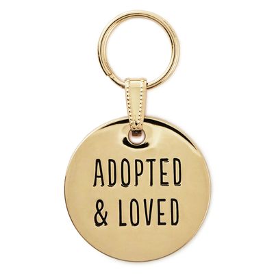 Adopted & Loved Gold Metal Circle Dog Tag