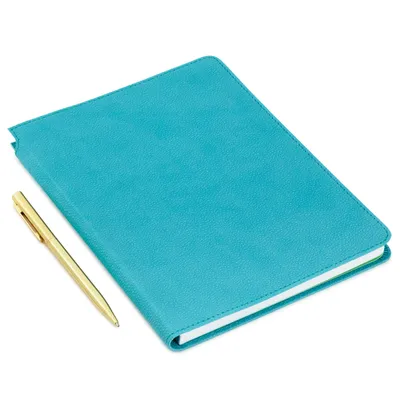 Turquoise Faux Leather Notebook With Pen for only USD 16.99 | Hallmark