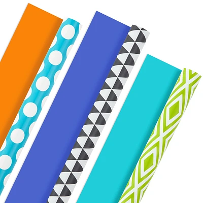 Bold Patterns and Solids 3-Pack Reversible Wrapping Paper for only USD 16.99 | Hallmark