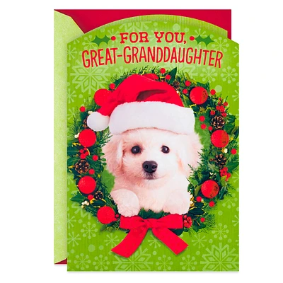 Puppy in Santa Hat Christmas Card for Great-Granddaughter for only USD 3.59 | Hallmark