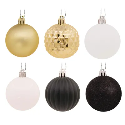 30-Piece Black, Gold, White Shatterproof Christmas Ornaments Set for only USD 9.49 | Hallmark