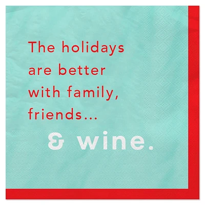 Family, Friends & Wine Holiday Cocktail Napkins, Pack of 20 for only USD 4.49 | Hallmark