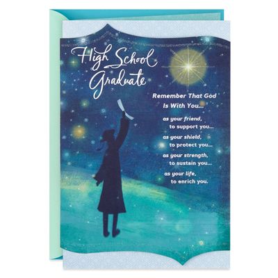 God Is With You Religious High School Graduation Card