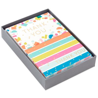 Confetti and Stripes Bulk Blank Thank-You Notes, Pack of 50