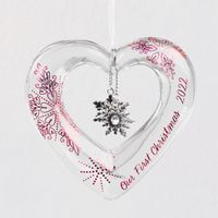 Our First Christmas Heart 2022 Glass Ornament