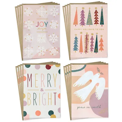 Pale Pinks and Gold Boxed Christmas Cards Assortment, Pack of 16 for only USD 10.99 | Hallmark