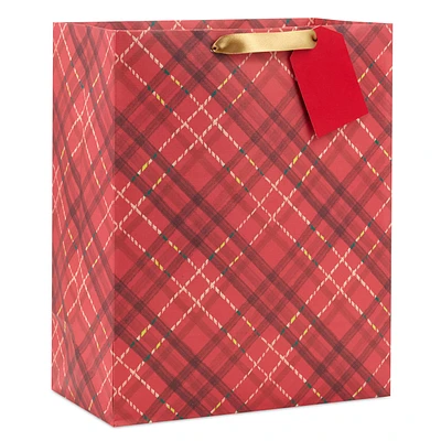 13" Dark Red Plaid Large Holiday Gift Bag for only USD 4.49 | Hallmark