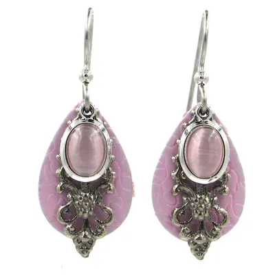Pink Stone and Filigree Layered Metal Drop Earrings for only USD 23.00 | Hallmark