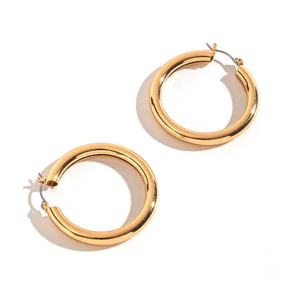 Howard's Jewelry Large Tube Gold Hoop Earrings for only USD 12.99 | Hallmark